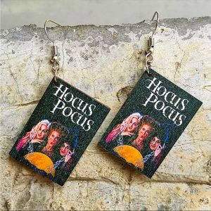 Horror Fiction Wood Book Cover Earrings for Women